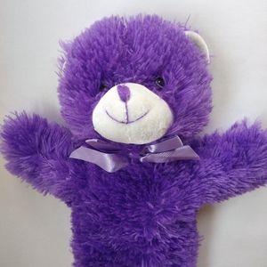 *SOLD* A Mart Corp Fuzzy Soft Purple Bear with Bow 17" Plush Stuffed Animal
